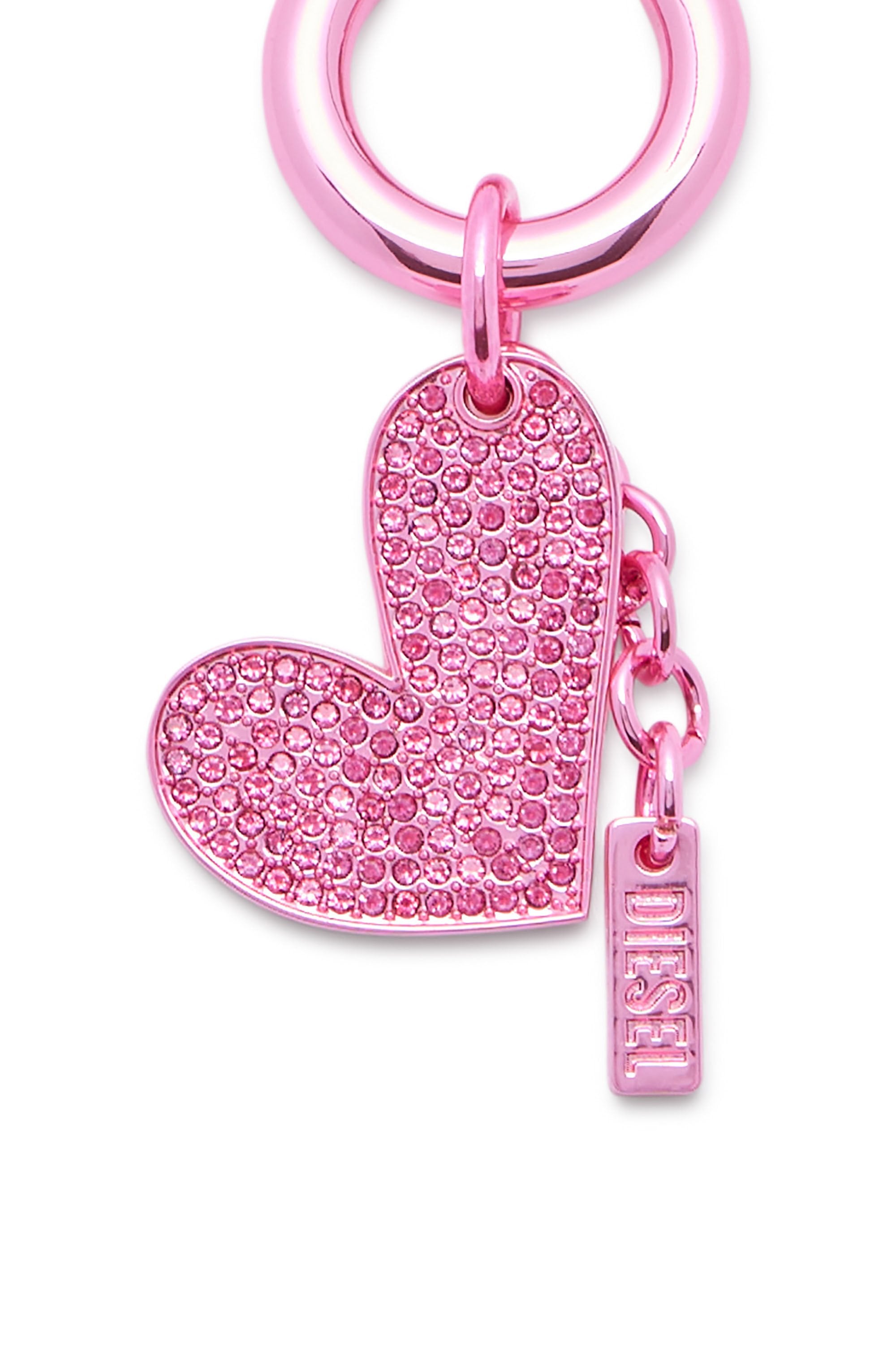 Women's Metal heart charm with rhinestones Silver