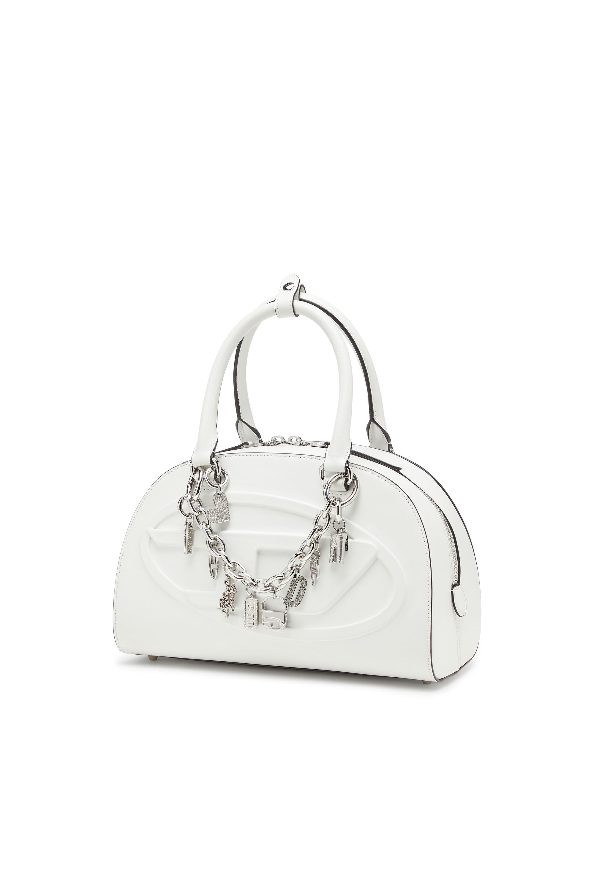 Women's Metal heart charm with rhinestones Silver