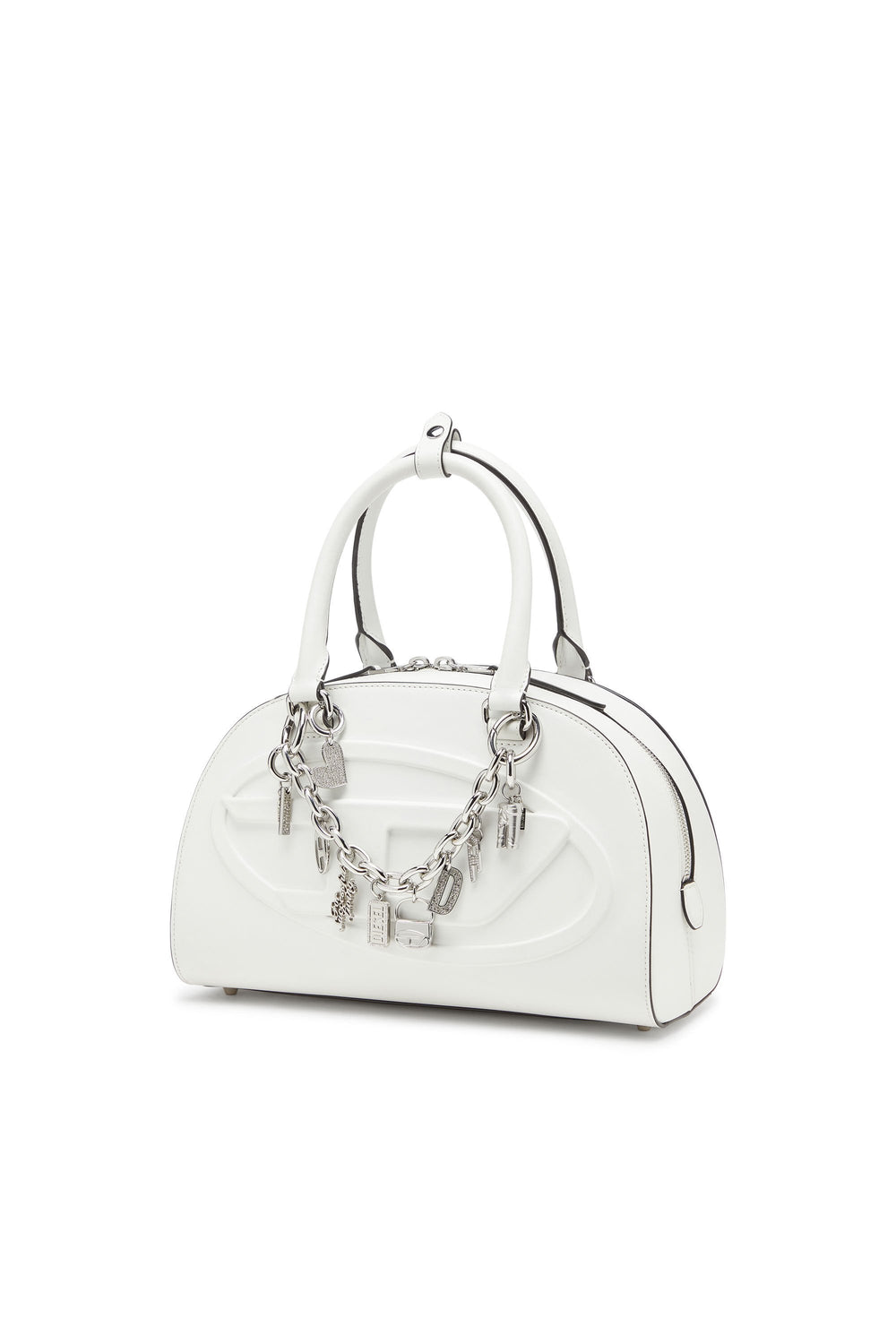 Women's Metal heart charm with rhinestones Silver