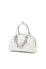 Women's Metal heart charm with rhinestones Silver