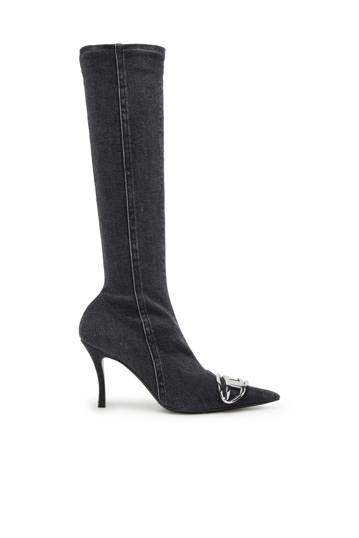 Women's D-Venus-Knee-high boots in stretch denim Black