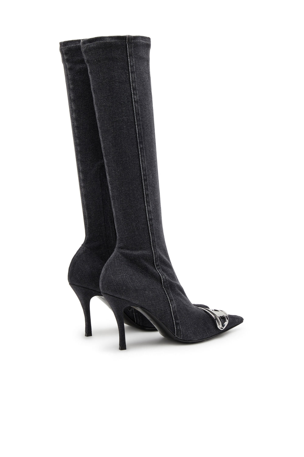 Women's D-Venus-Knee-high boots in stretch denim Black