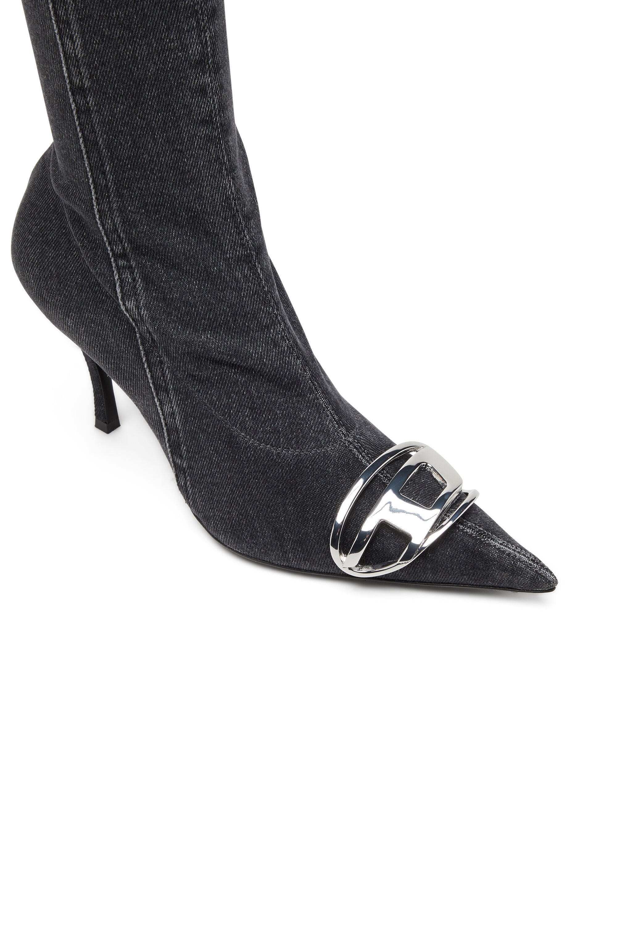 Women's D-Venus-Knee-high boots in stretch denim Black