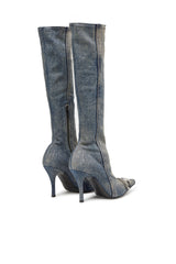 Women's D-Venus - Denim boots with logo plaque Blue