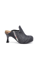 Women's D-Woodstock: Denim kitten heel mules Black