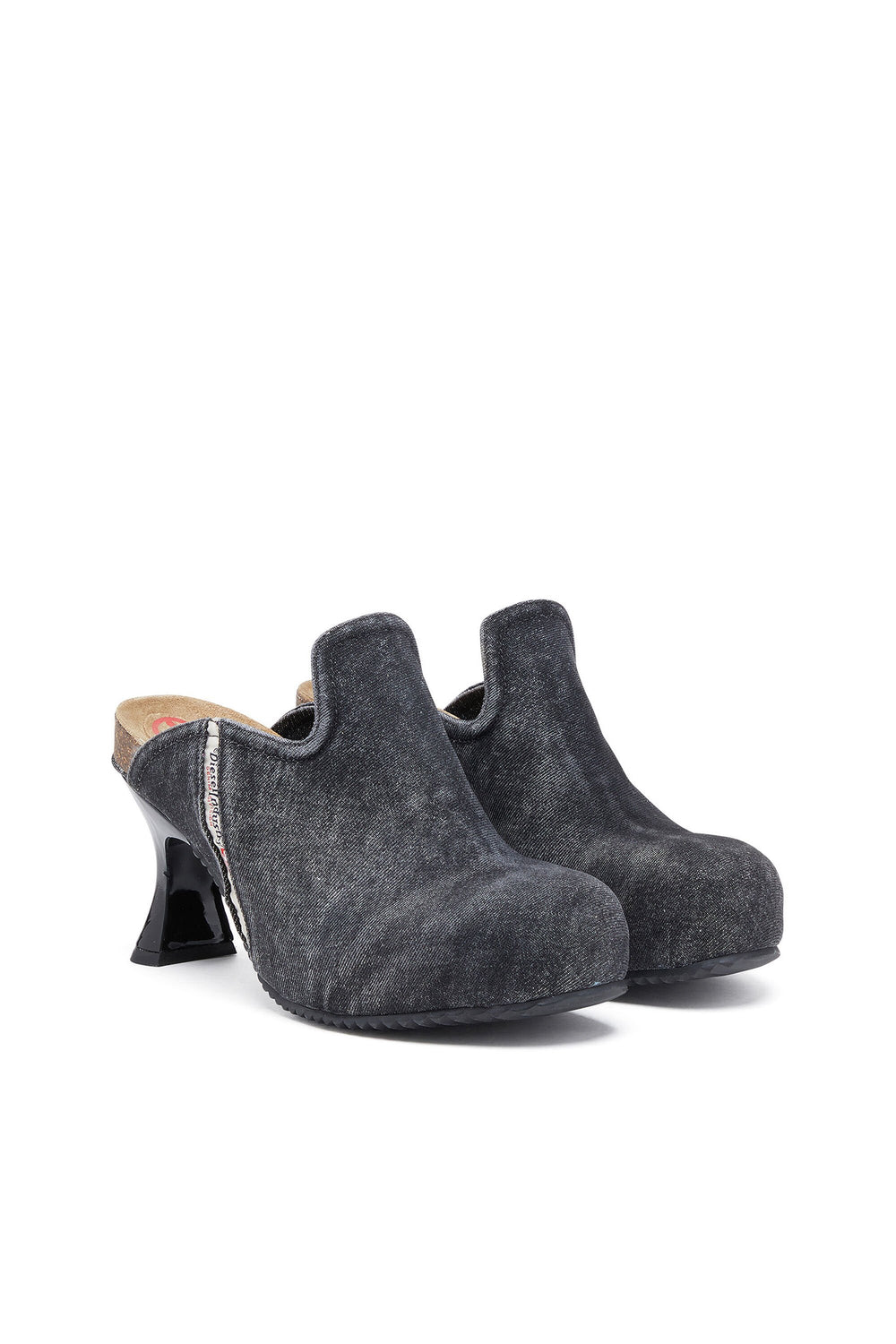 Women's D-Woodstock: Denim kitten heel mules Black