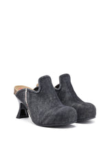 Women's D-Woodstock: Denim kitten heel mules Black