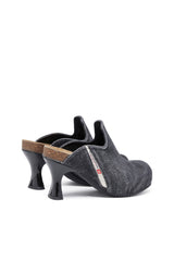 Women's D-Woodstock: Denim kitten heel mules Black