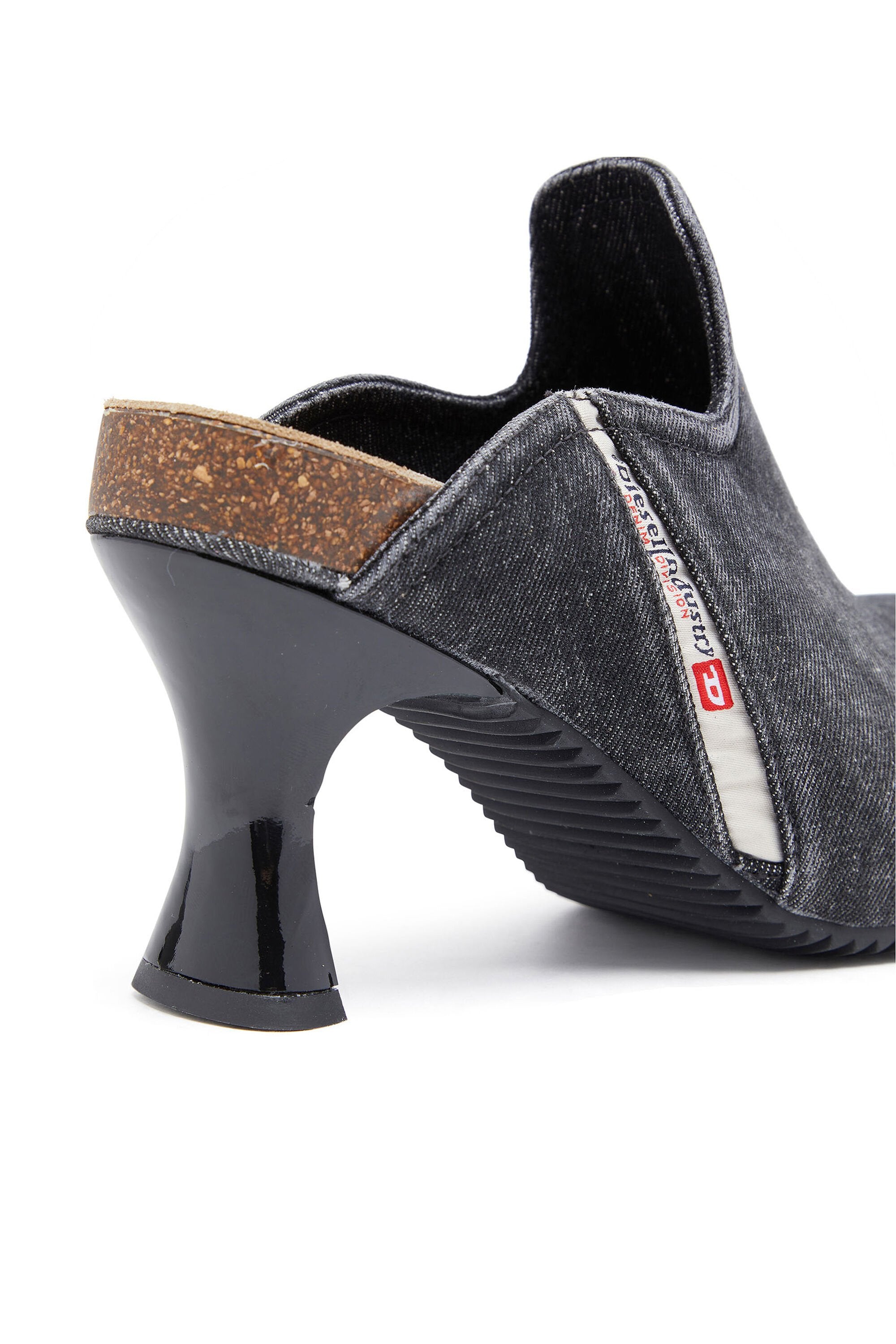 Women's D-Woodstock: Denim kitten heel mules Black