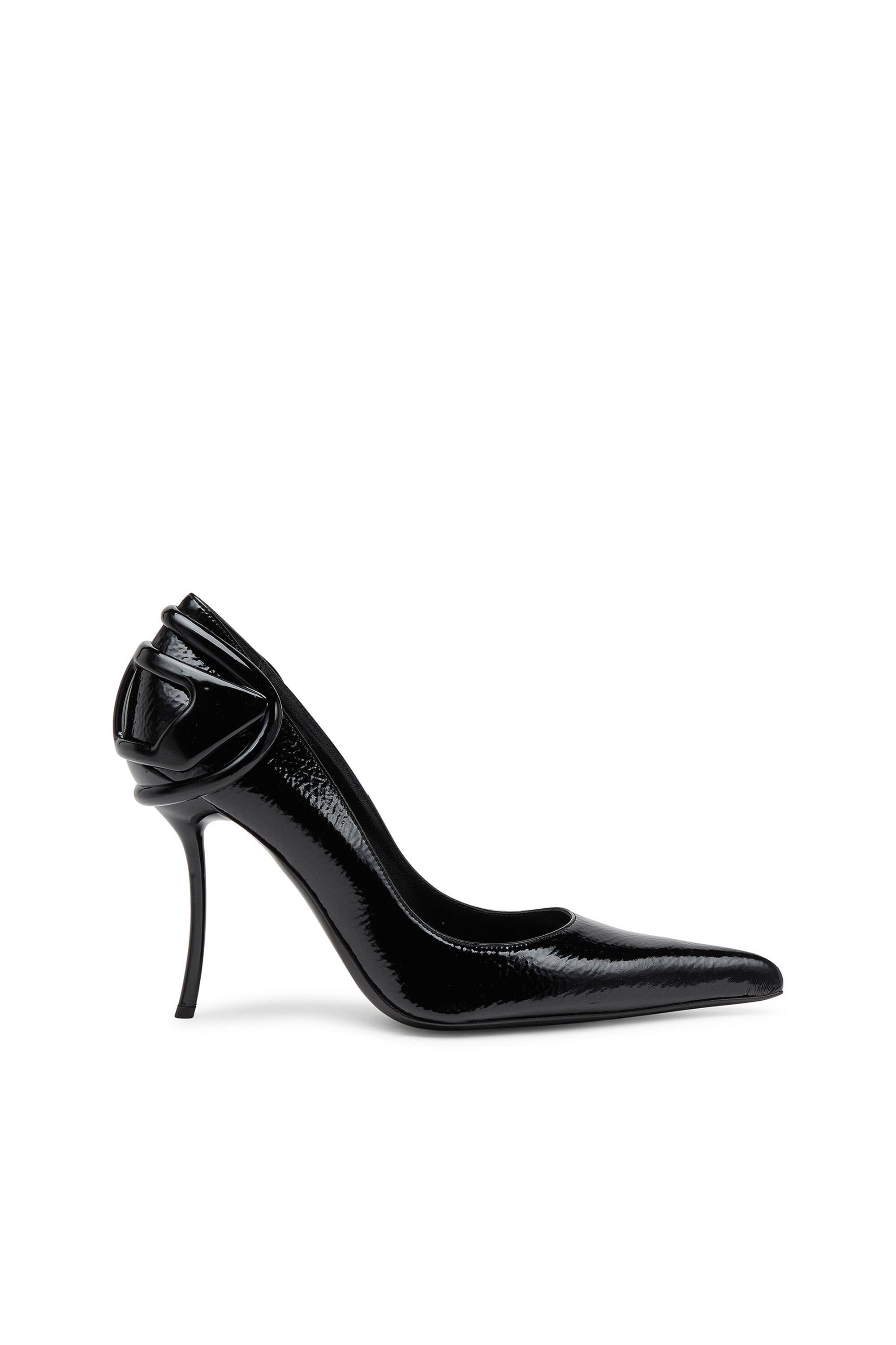 Women's D-Ten&Half-Glossy pumps with curved heel Black
