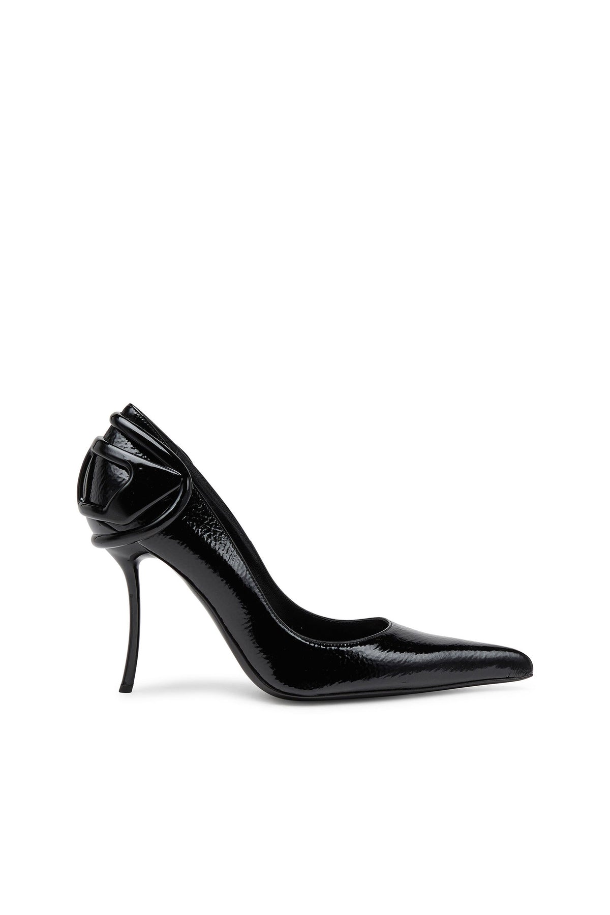Women's D-Ten&Half-Glossy pumps with curved heel Black