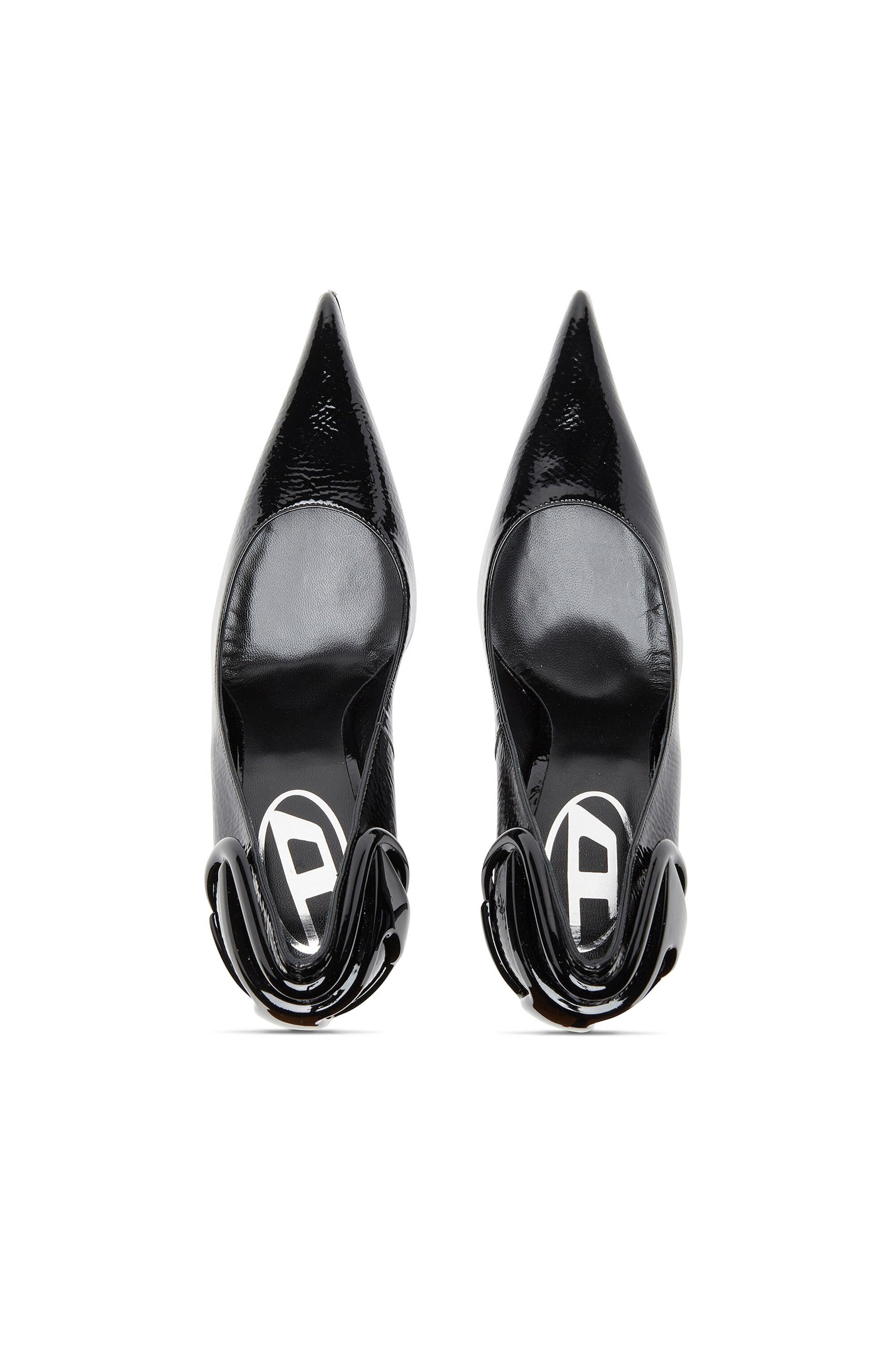 Women's D-Ten&Half-Glossy pumps with curved heel Black