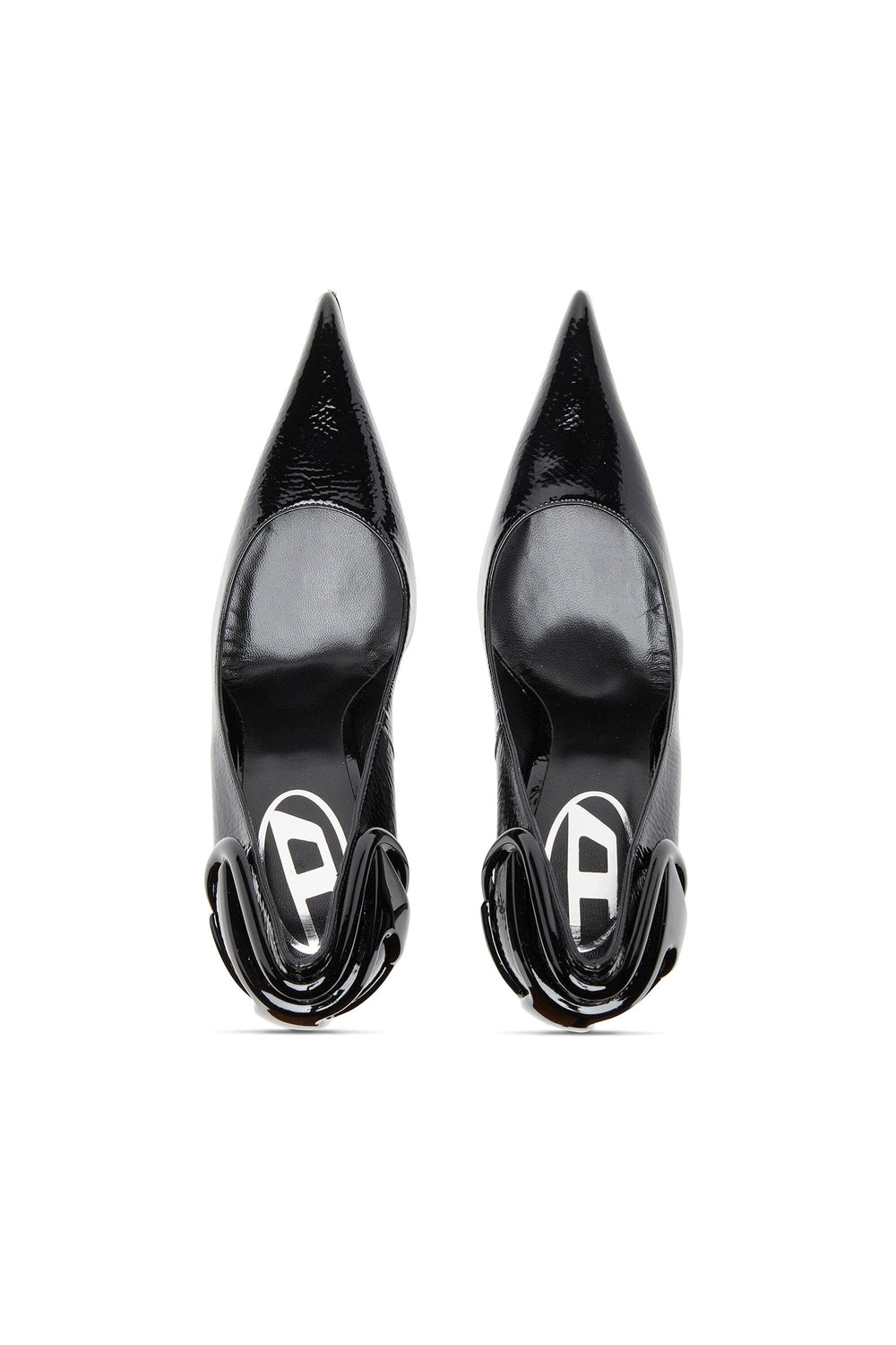 Women's D-Ten&Half-Glossy pumps with curved heel Black
