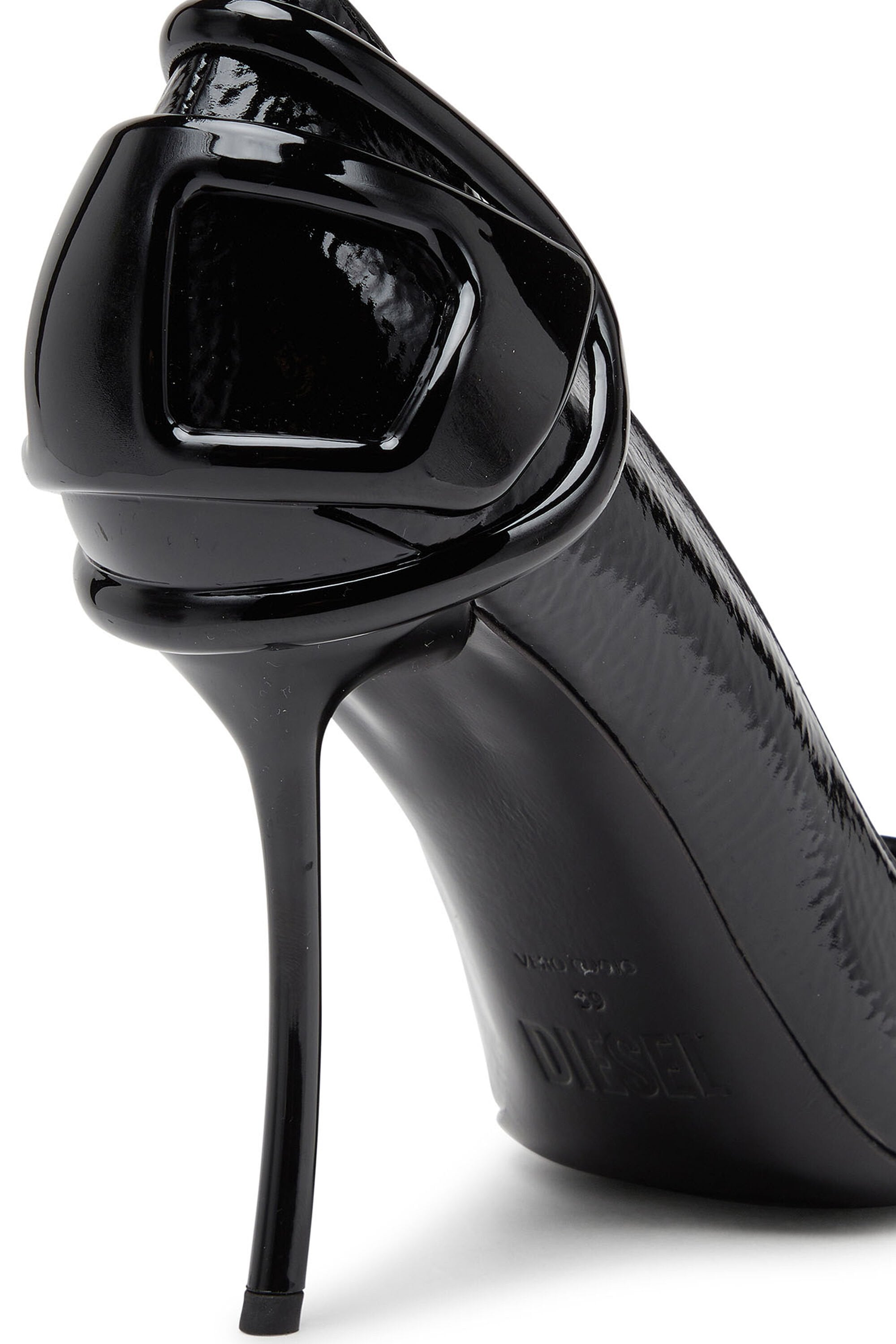 Women's D-Ten&Half-Glossy pumps with curved heel Black