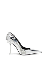 Women's D-Ten&Half-Metallic pumps with curved heel Silver