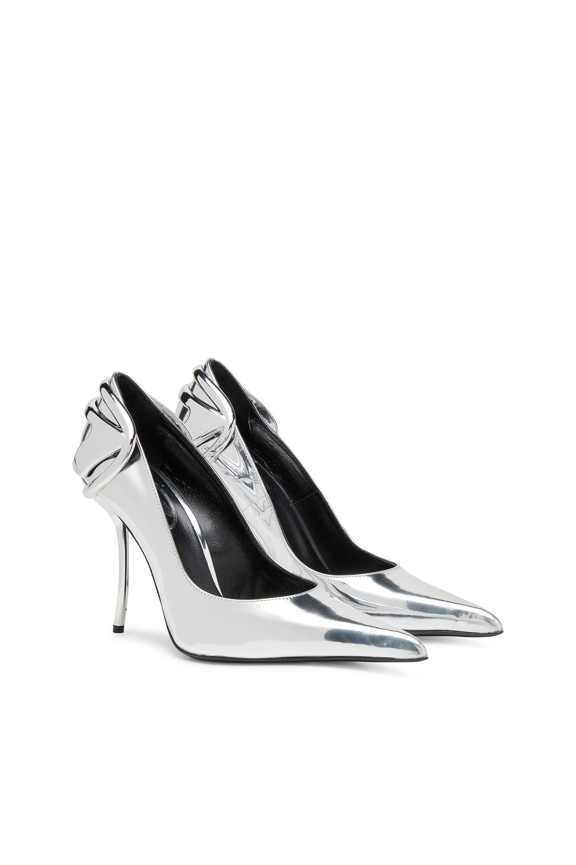 Women's D-Ten&Half-Metallic pumps with curved heel Silver