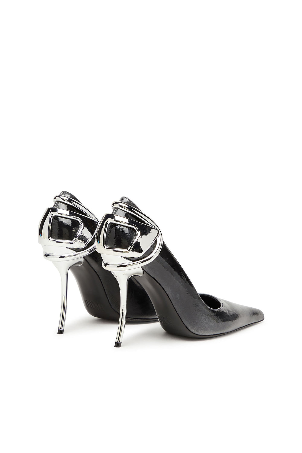 Women's D-Ten&Half-Pumps in patent pull-up leather Black