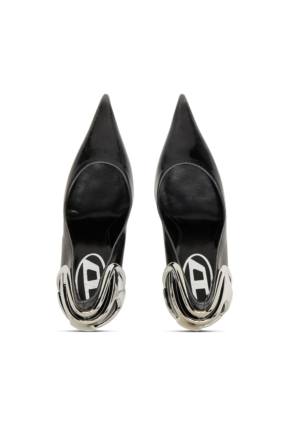 Women's D-Ten&Half-Pumps in patent pull-up leather Black