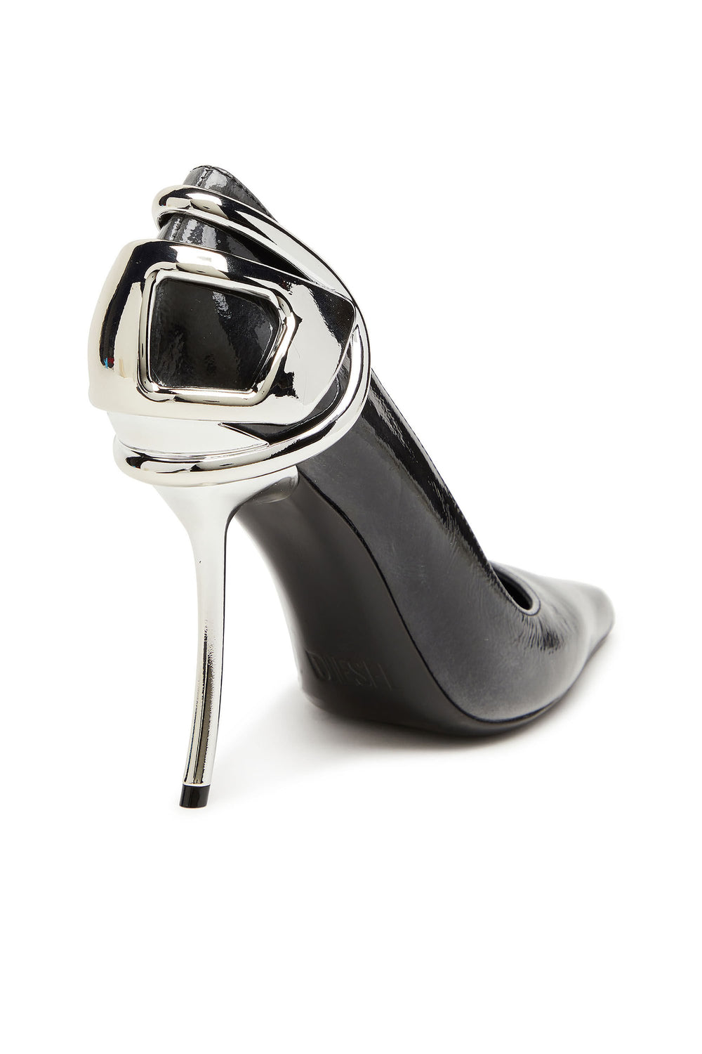 Women's D-Ten&Half-Pumps in patent pull-up leather Black