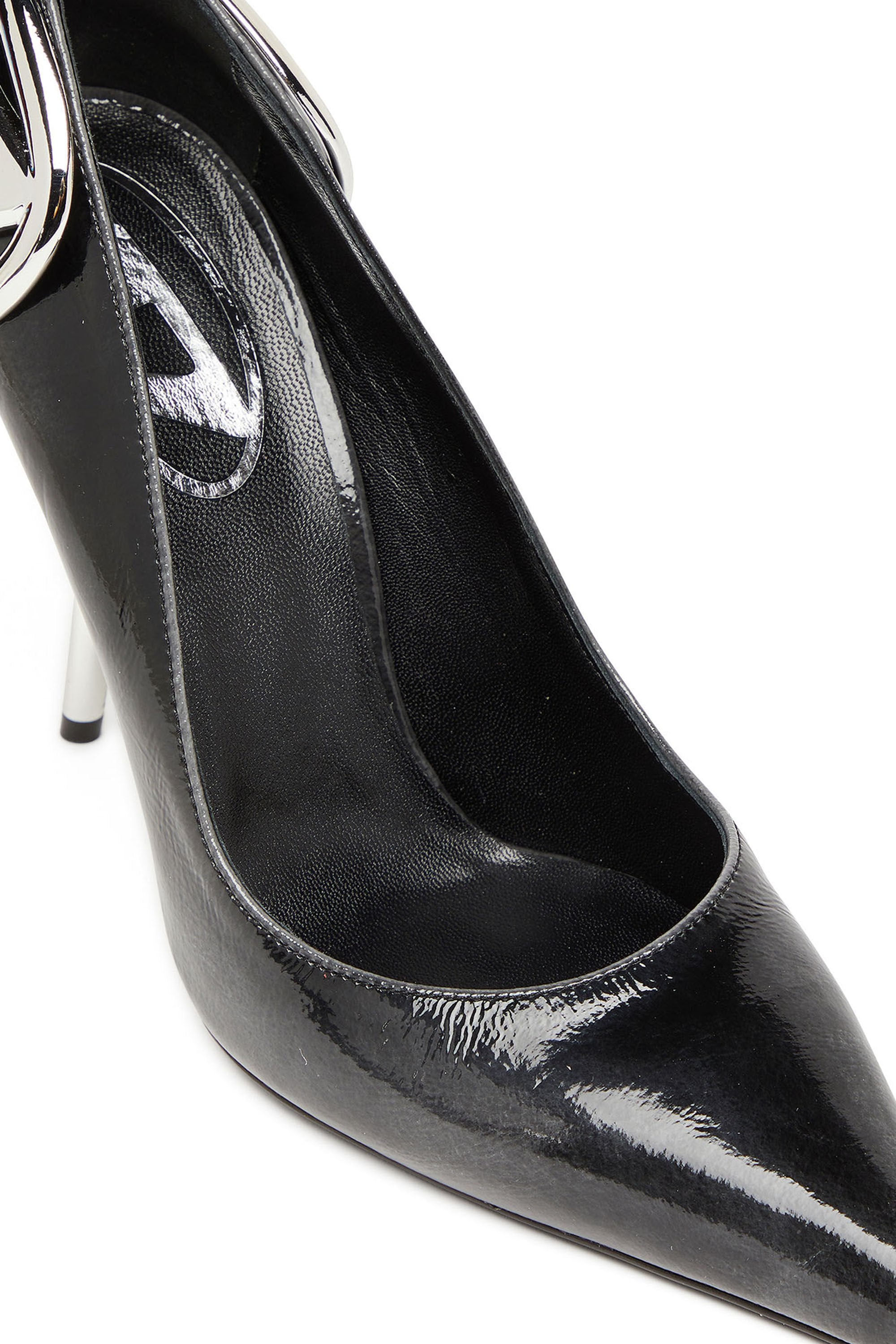 Women's D-Ten&Half-Pumps in patent pull-up leather Black