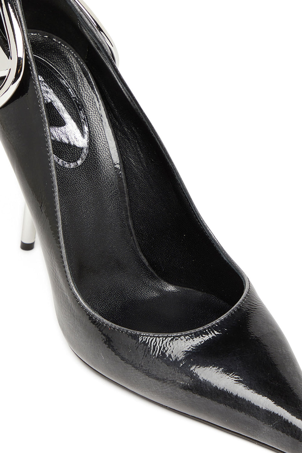 Women's D-Ten&Half-Pumps in patent pull-up leather Black