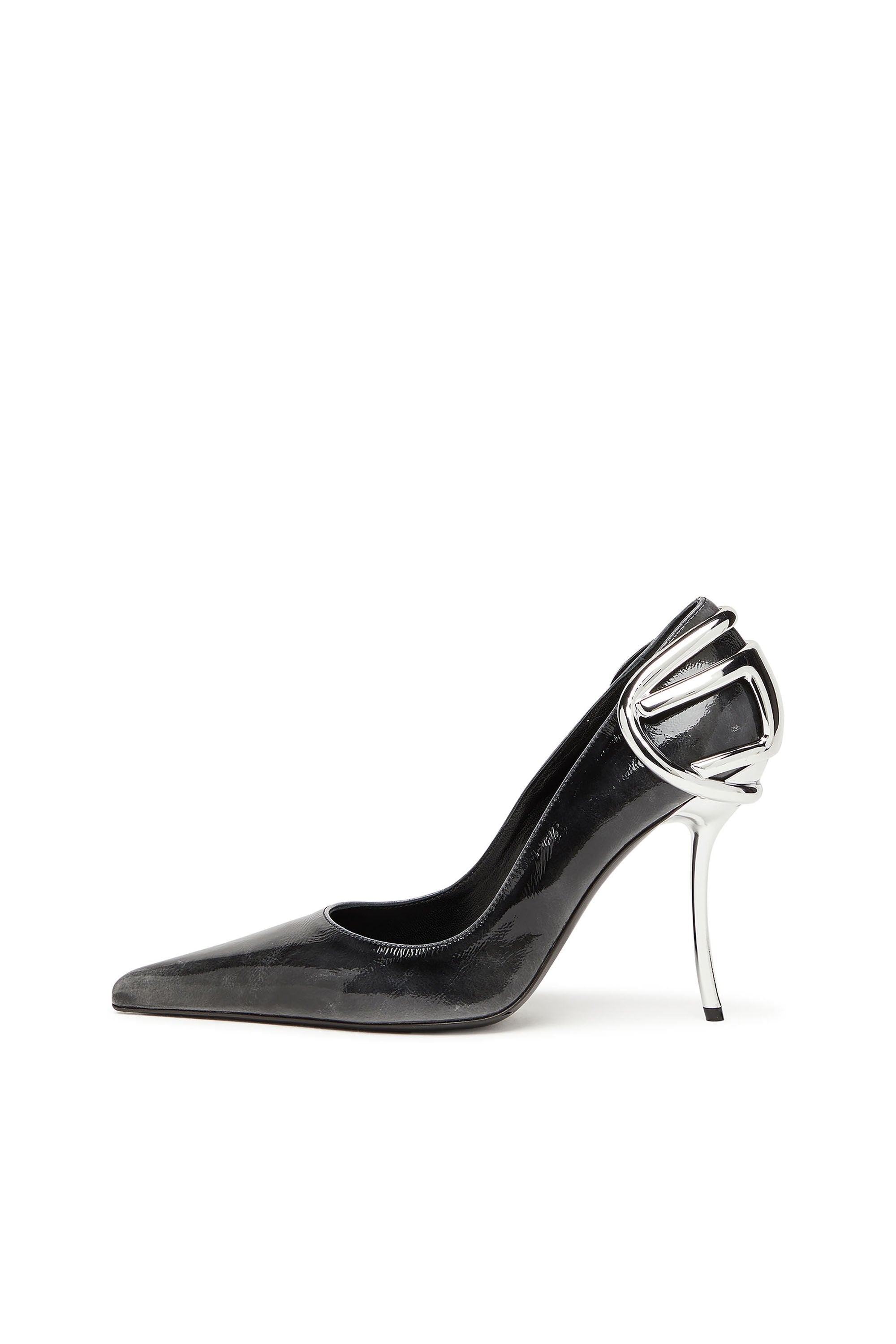 Women's D-Ten&Half-Pumps in patent pull-up leather Black