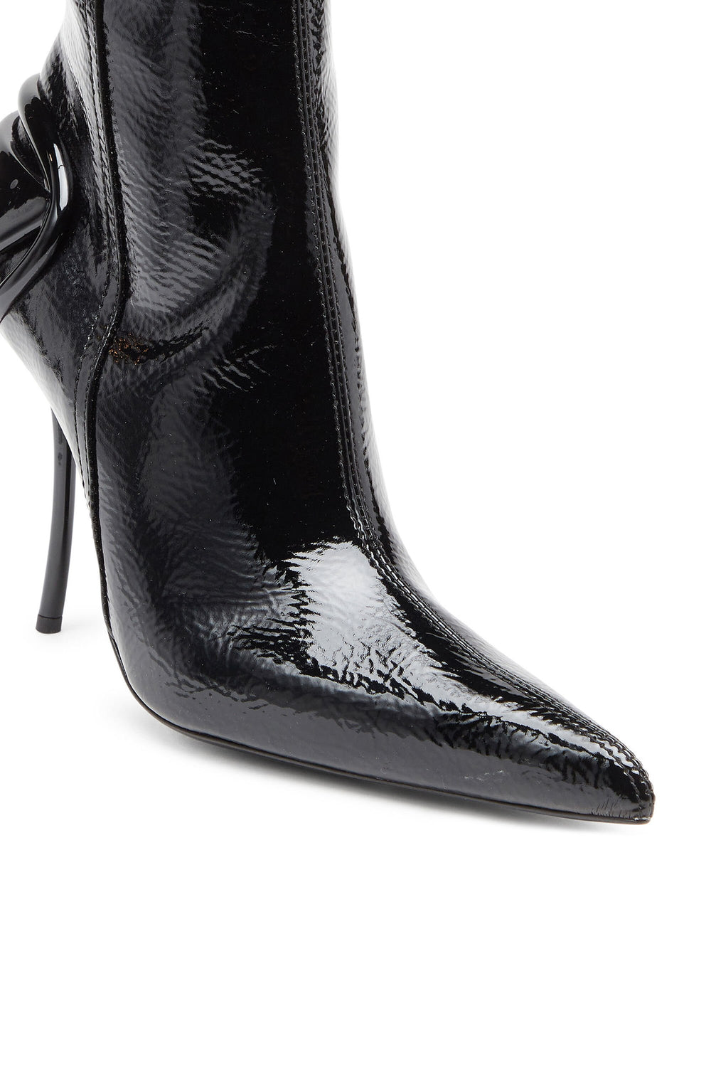 Women's D-Ten&Half-Glossy knee-high boots with curved heel Black