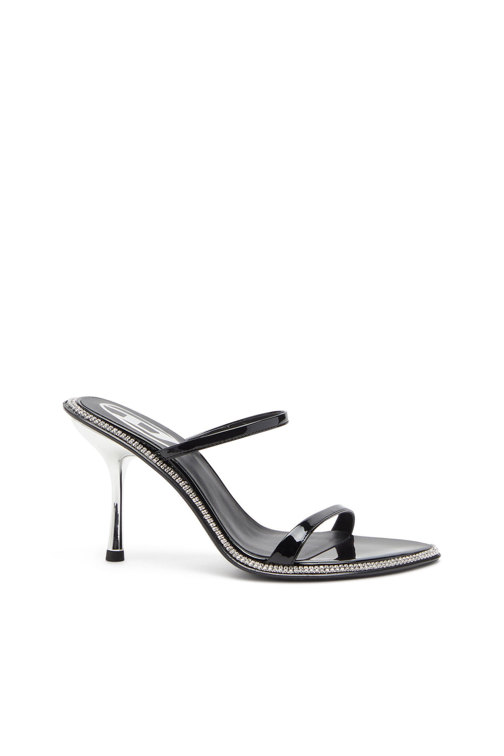 Women's D-Havanna-Strappy patent mules with crystals Black