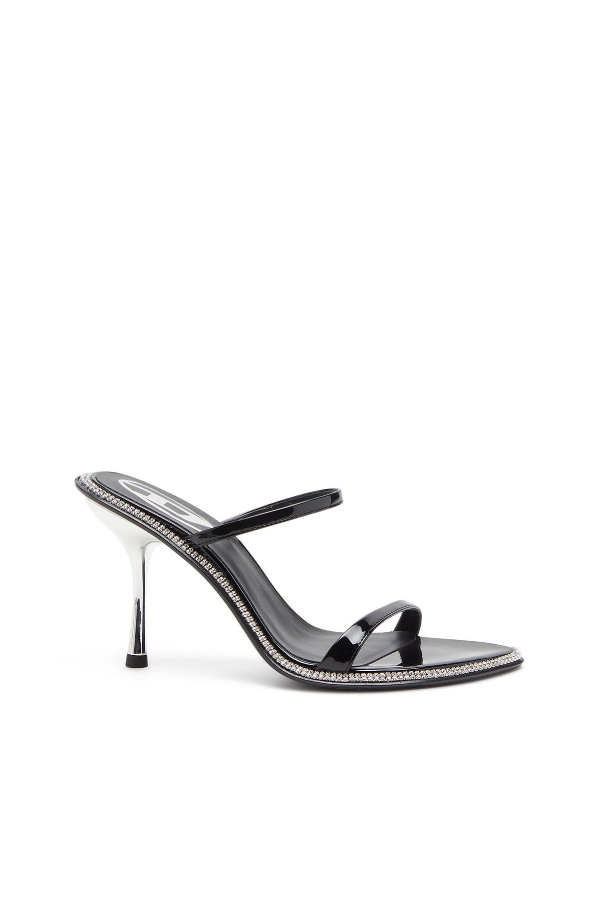 Women's D-Havanna-Strappy patent mules with crystals Black