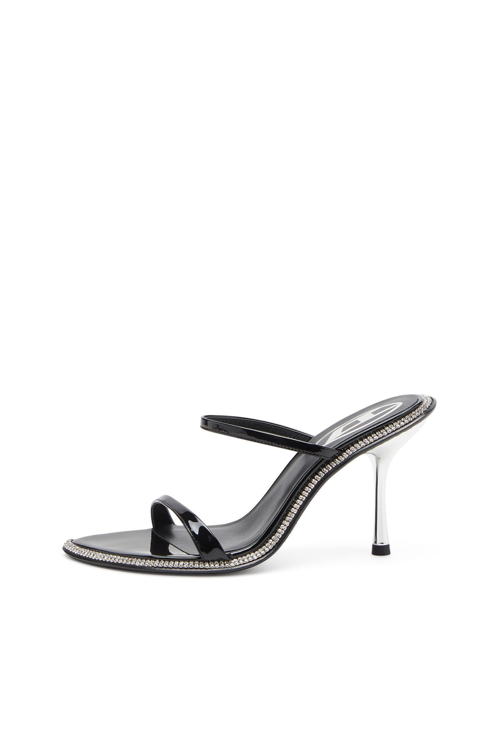 Women's D-Havanna-Strappy patent mules with crystals Black