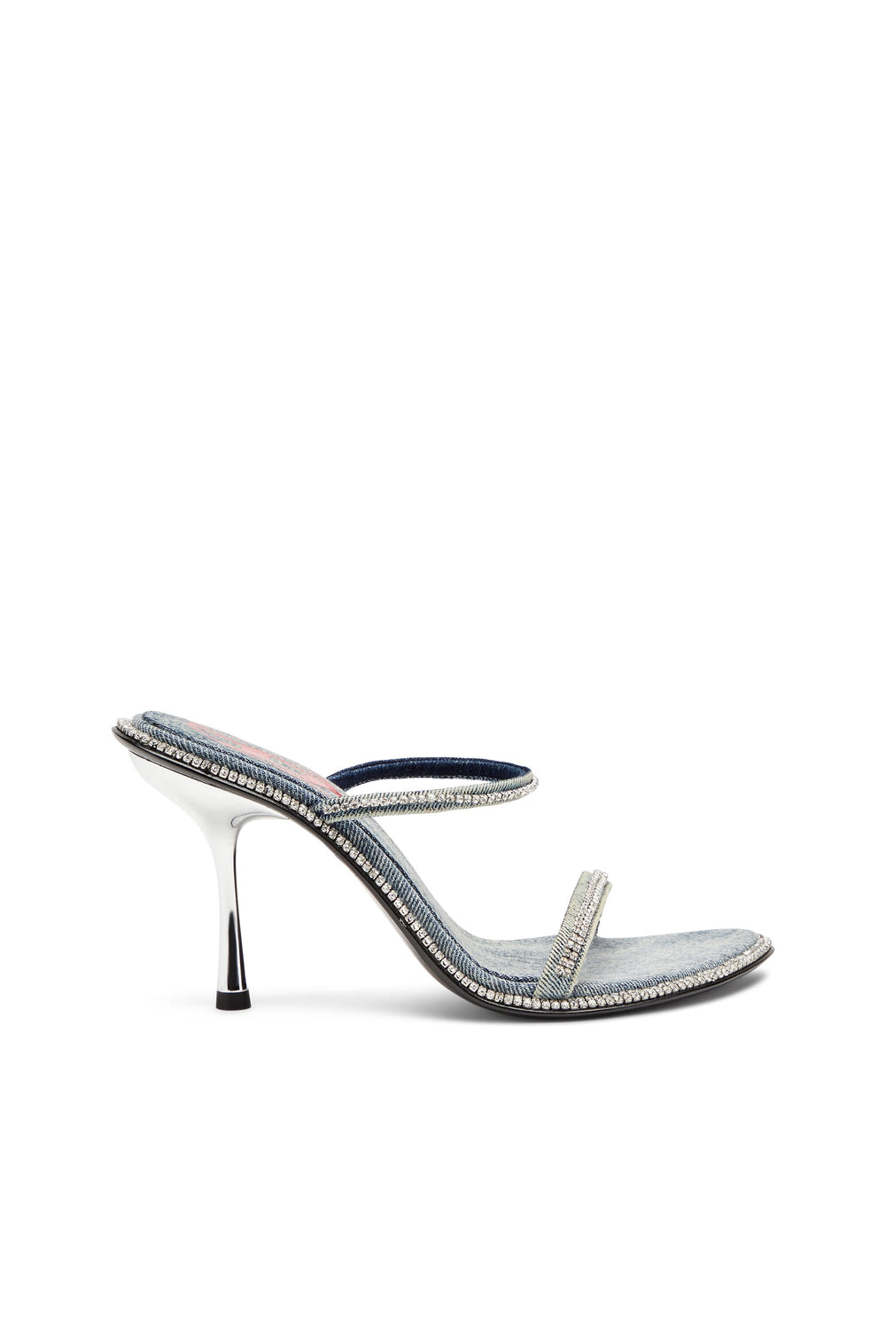 Women's D-Havanna-Heeled mules in crystal denim Blue