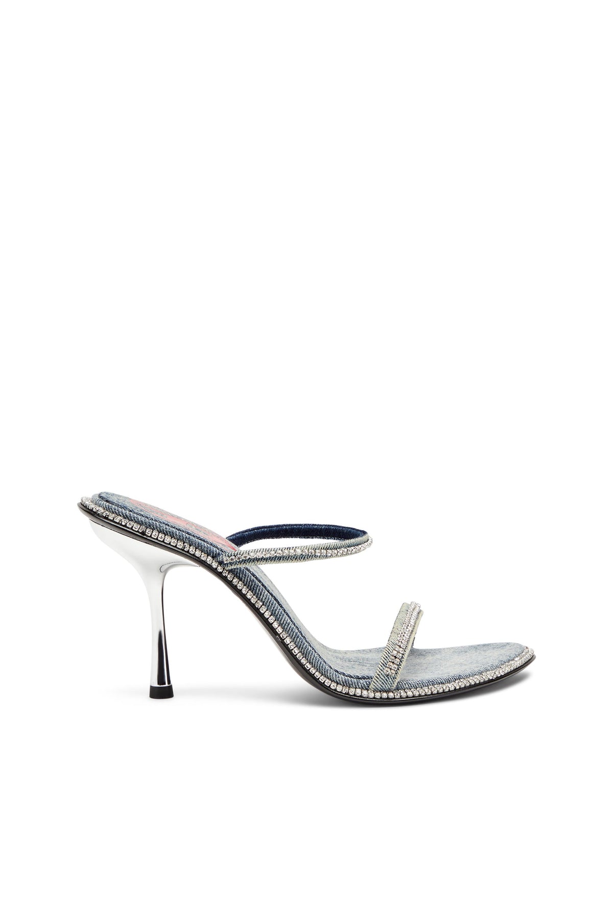 Women's D-Havanna-Heeled mules in crystal denim Blue