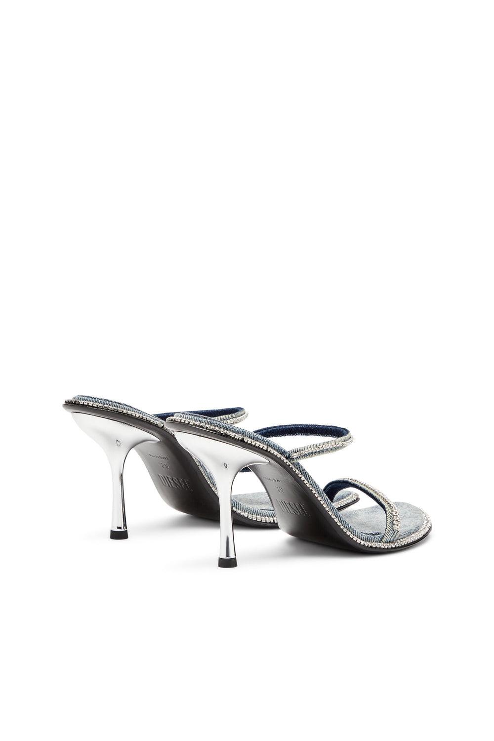 Women's D-Havanna-Heeled mules in crystal denim Black