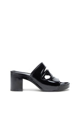Women's Sa-Bonnie-Heeled rubber slides with cut-out logo Black