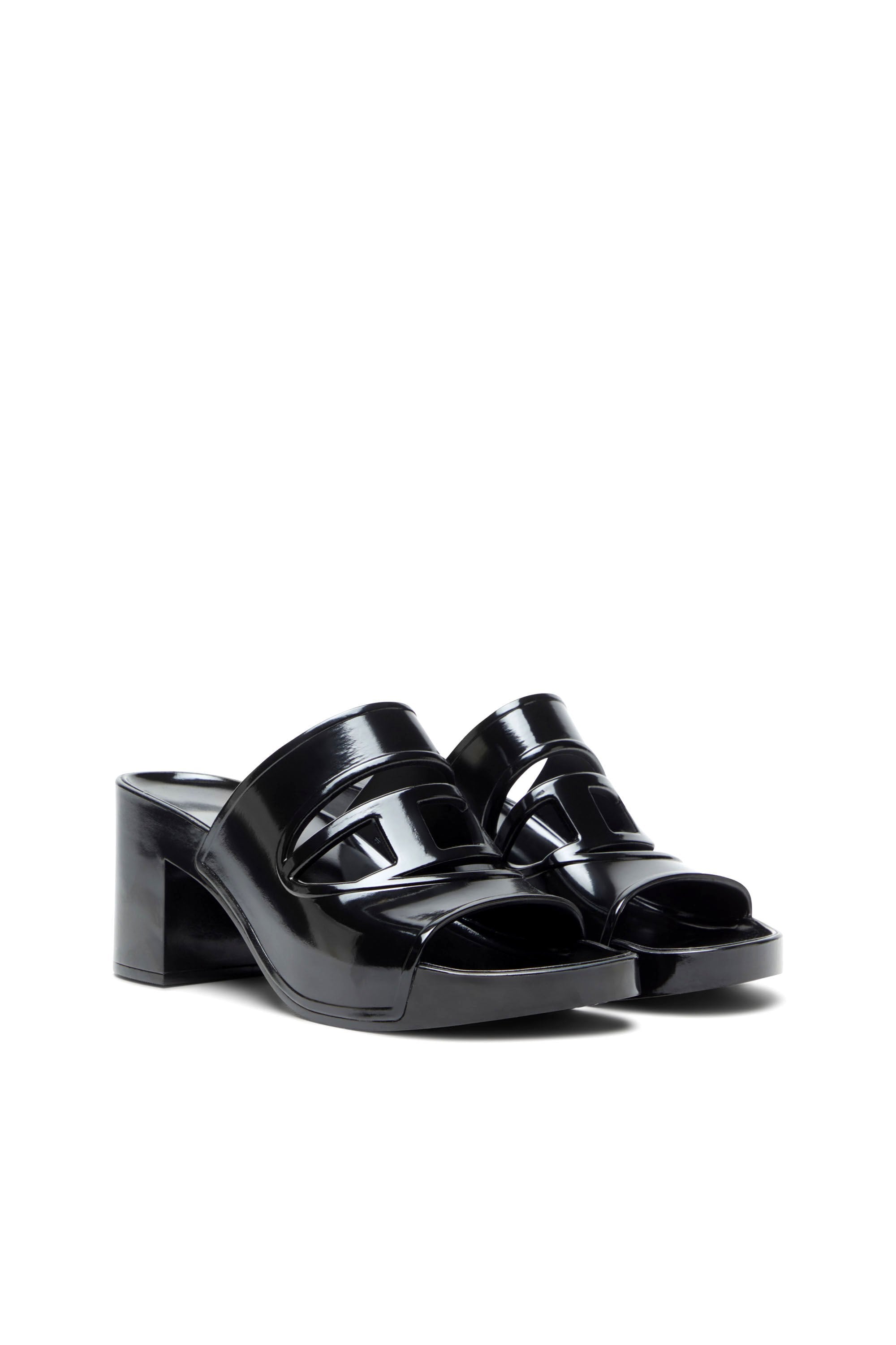 Women's Sa-Bonnie-Heeled rubber slides with cut-out logo White
