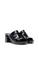 Women's Sa-Bonnie-Heeled rubber slides with cut-out logo Black