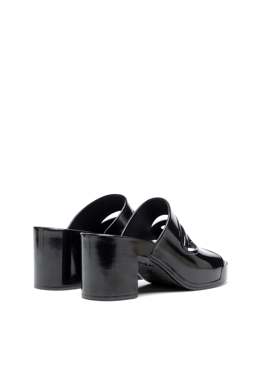 Women's Sa-Bonnie-Heeled rubber slides with cut-out logo White