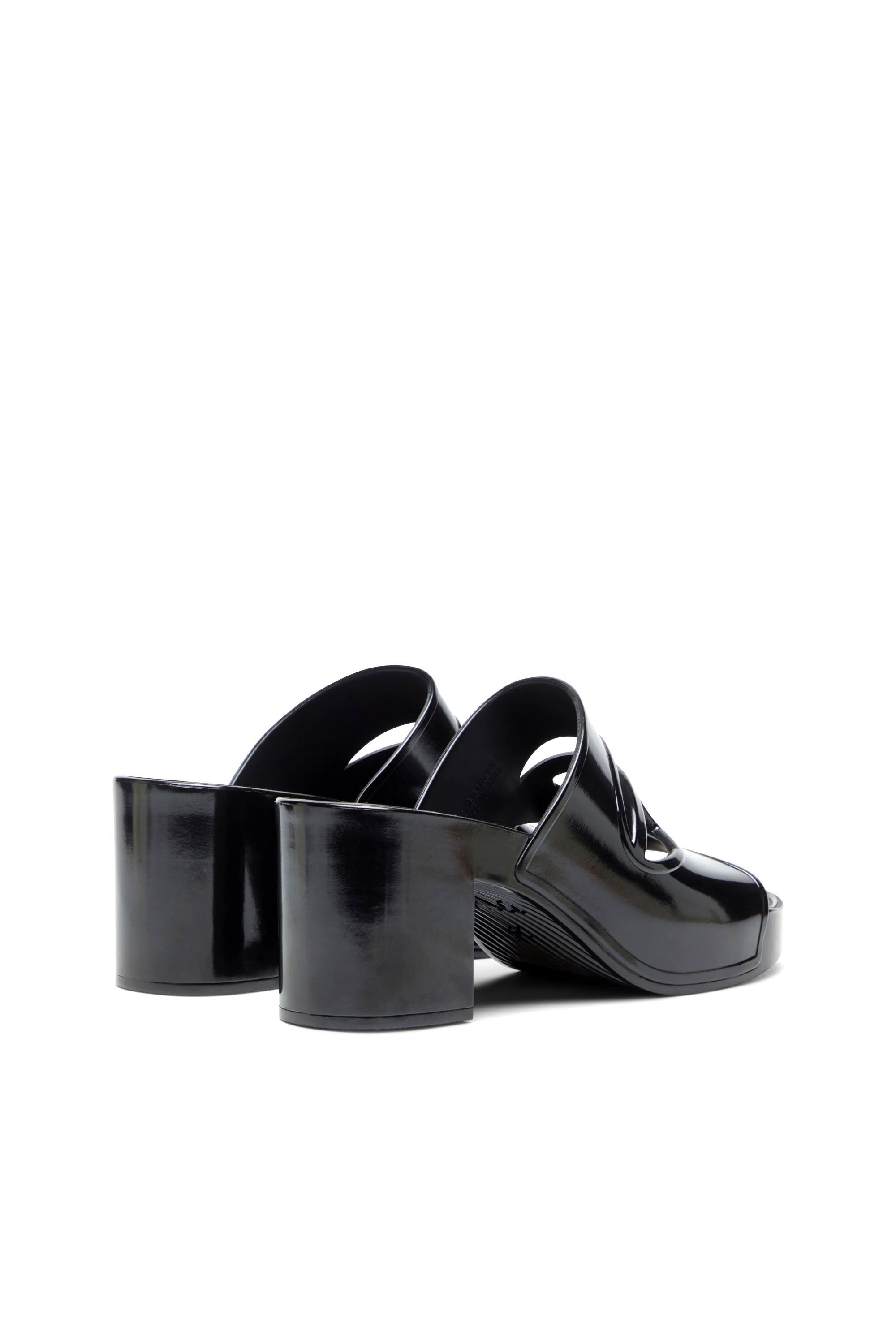 Women's Sa-Bonnie-Heeled rubber slides with cut-out logo Black