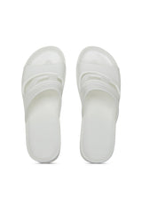 Women's Sa-Bonnie-Heeled rubber slides with cut-out logo White