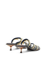 Women's D-Havanna Kittie-Frayed-denim mules with crystals Blue