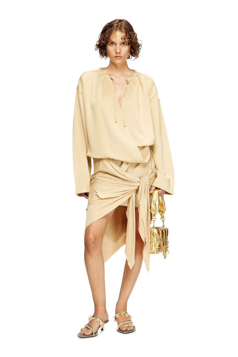 Women's D-Havanna Kittie-Frayed-denim mules with crystals Blue