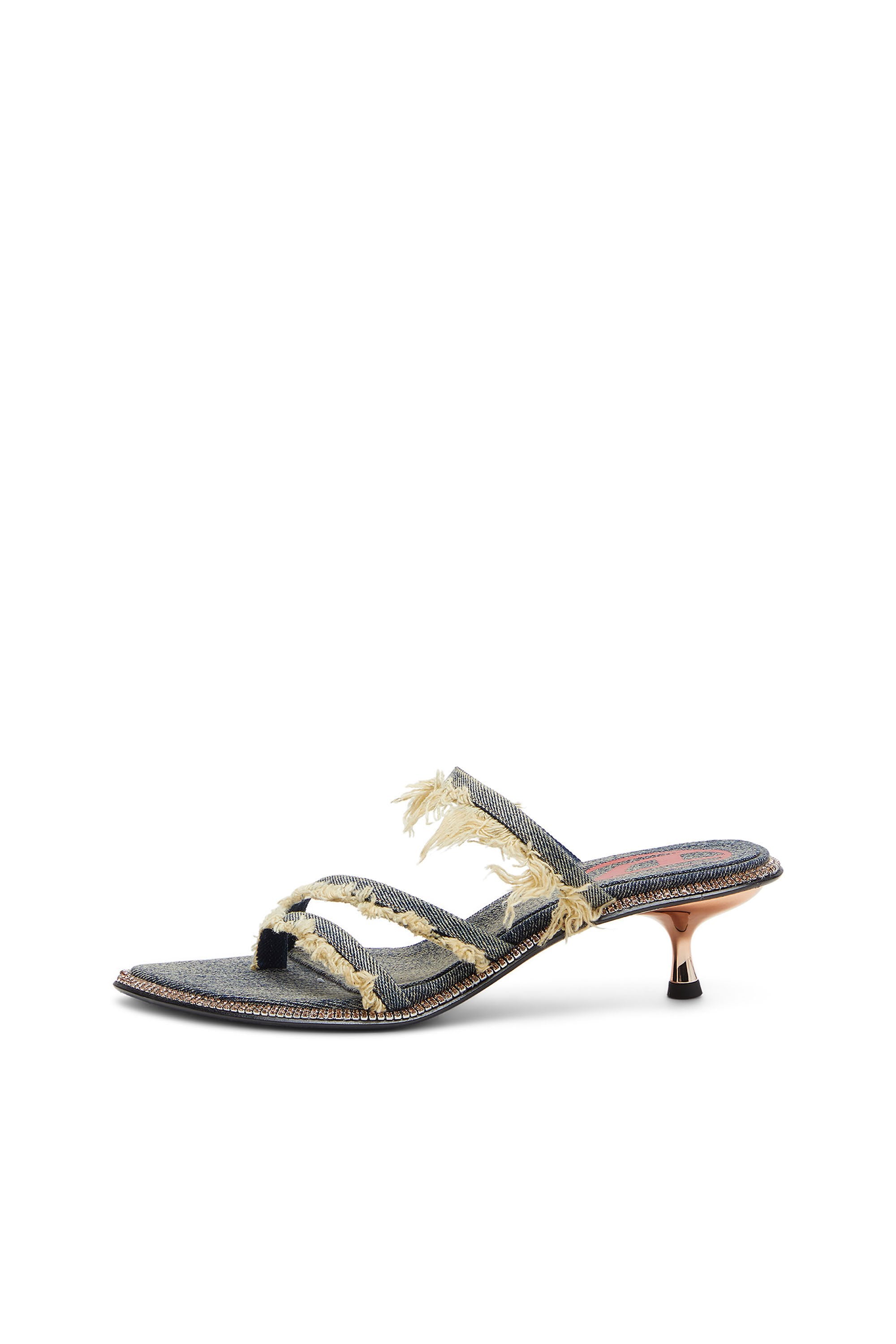 Women's D-Havanna Kittie-Frayed-denim mules with crystals Blue