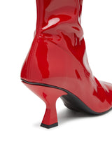 Women's D-Amber-Ankle boots in patent stretch PU Red