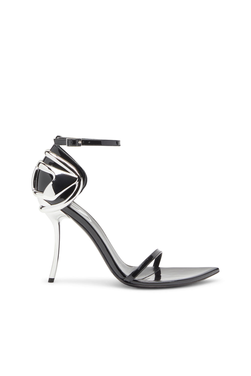 Women's D-Ten&Half-Stiletto sandals in patent leather and satin Black