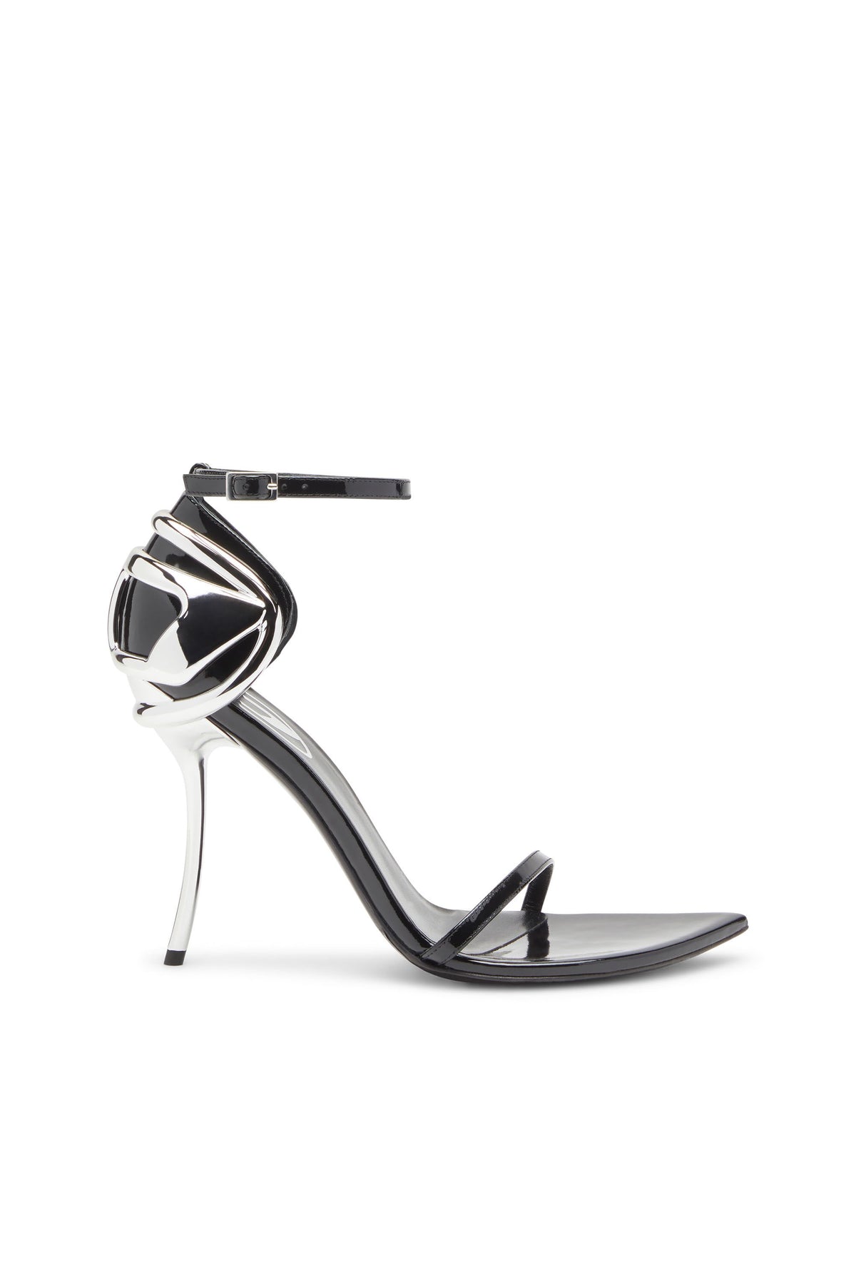 Women's D-Ten&Half-Stiletto sandals in patent leather and satin Black