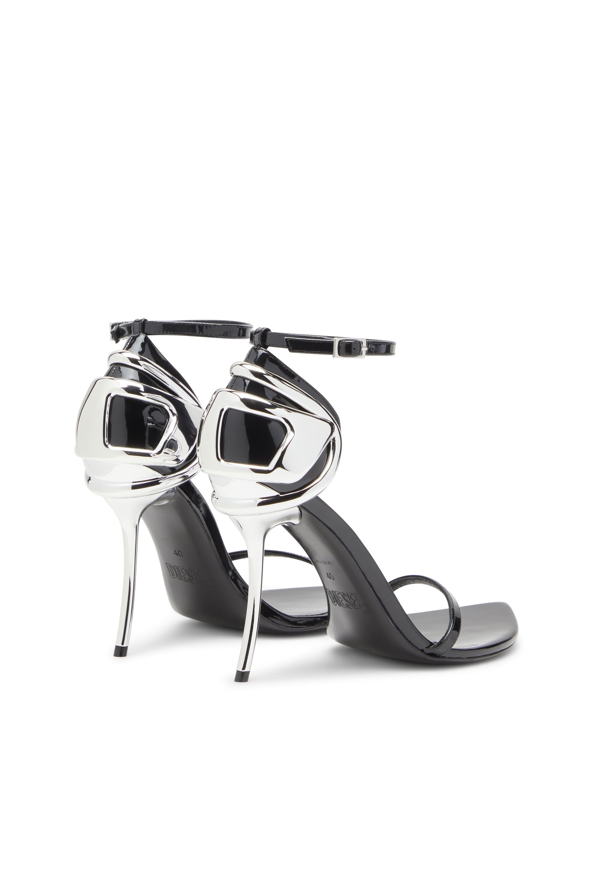 Women's D-Ten&Half-Stiletto sandals in patent leather and satin Black