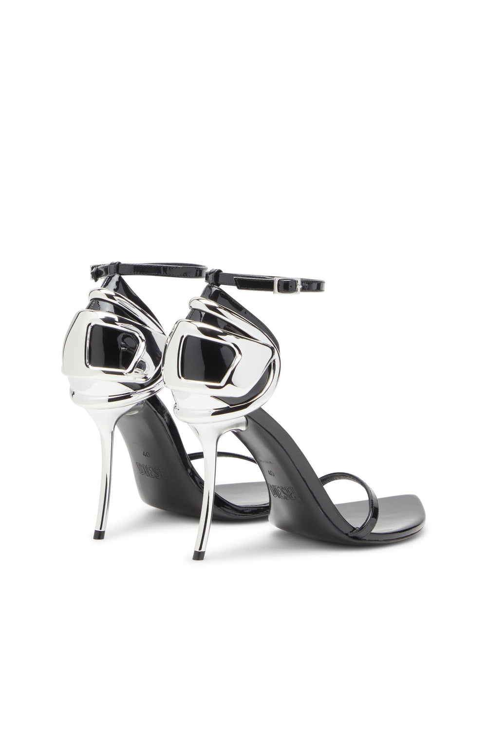 Women's D-Ten&Half-Stiletto sandals in patent leather and satin Black
