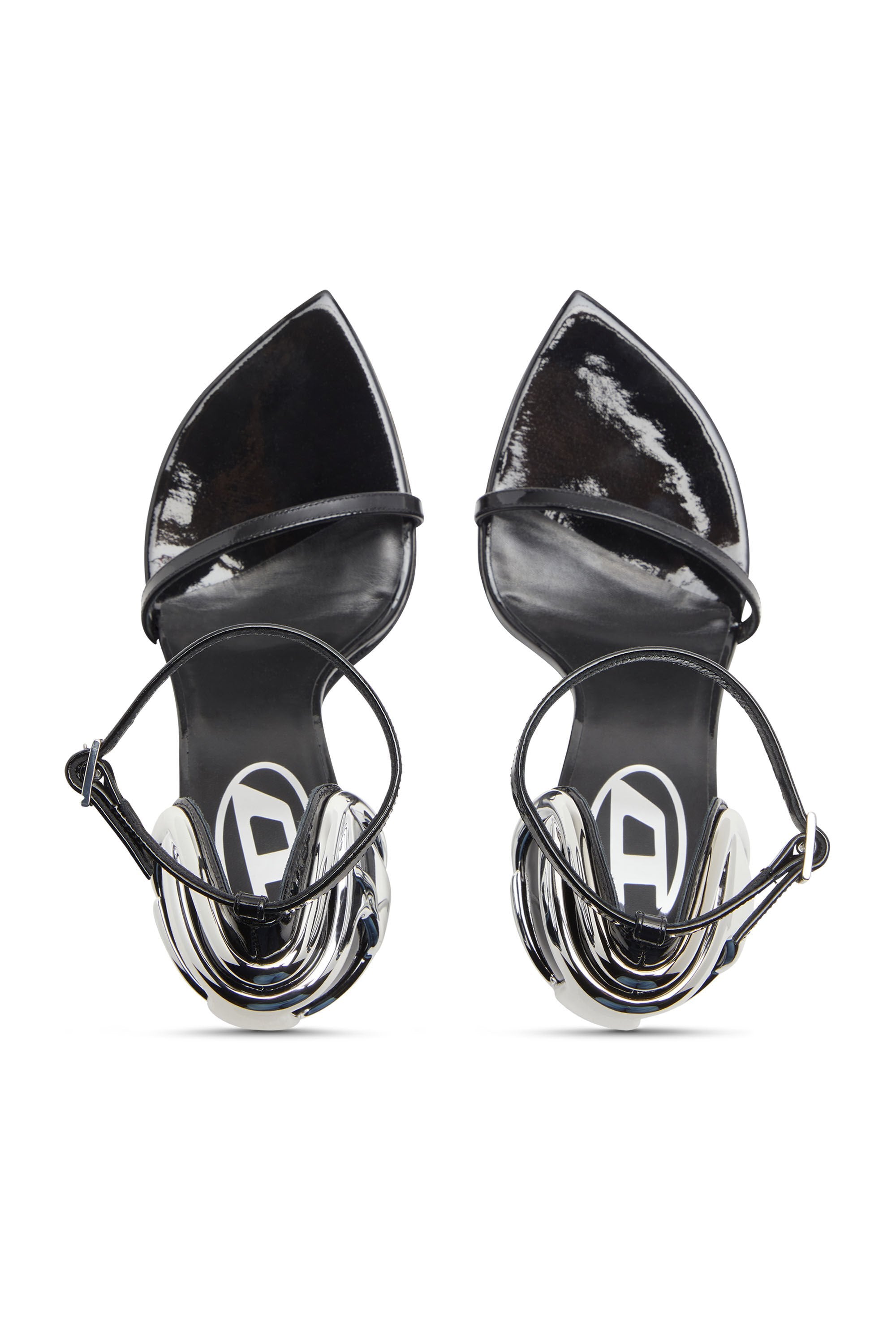 Women's D-Ten&Half-Stiletto sandals in patent leather and satin Black