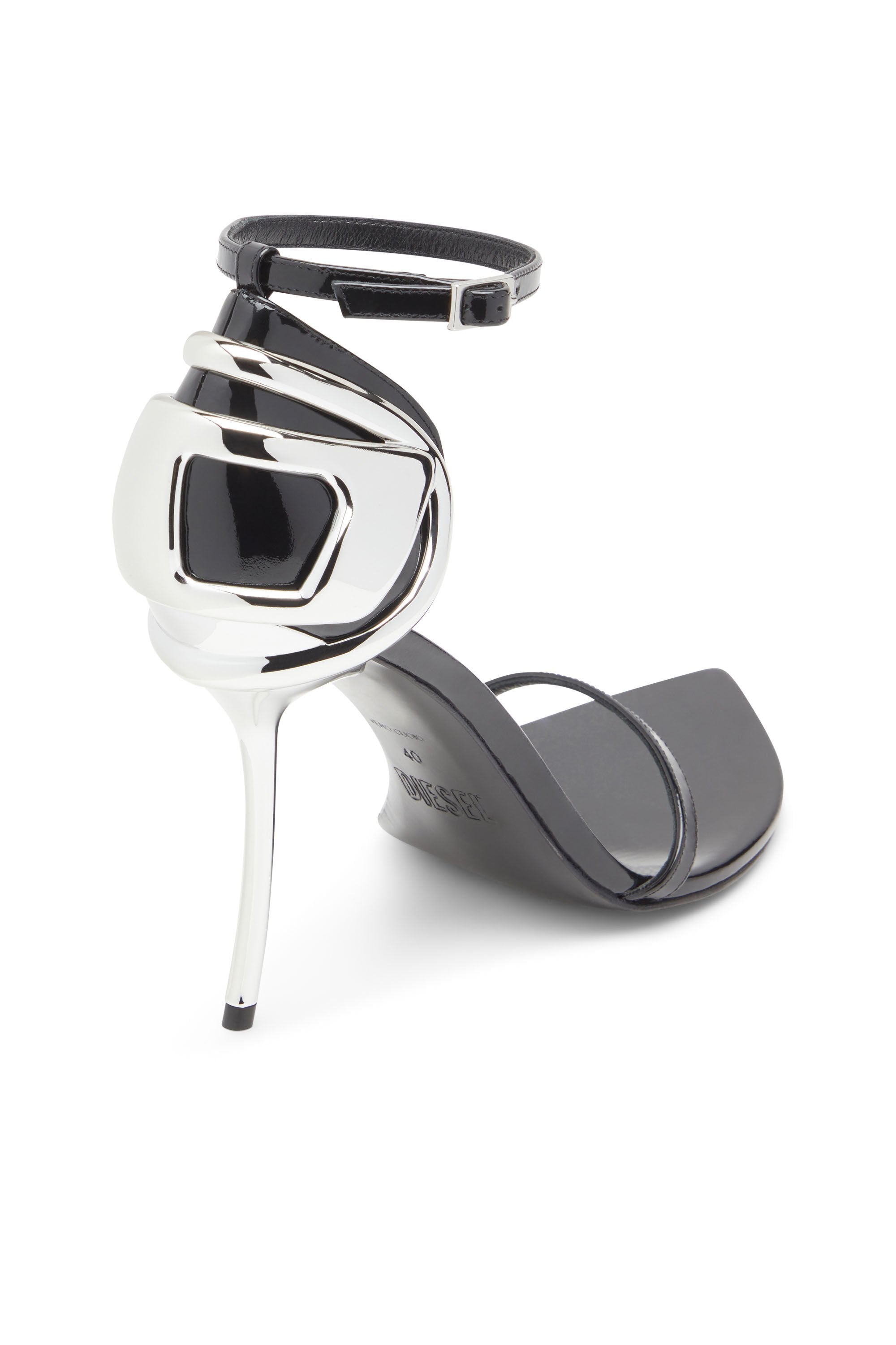 Women's D-Ten&Half-Stiletto sandals in patent leather and satin Black