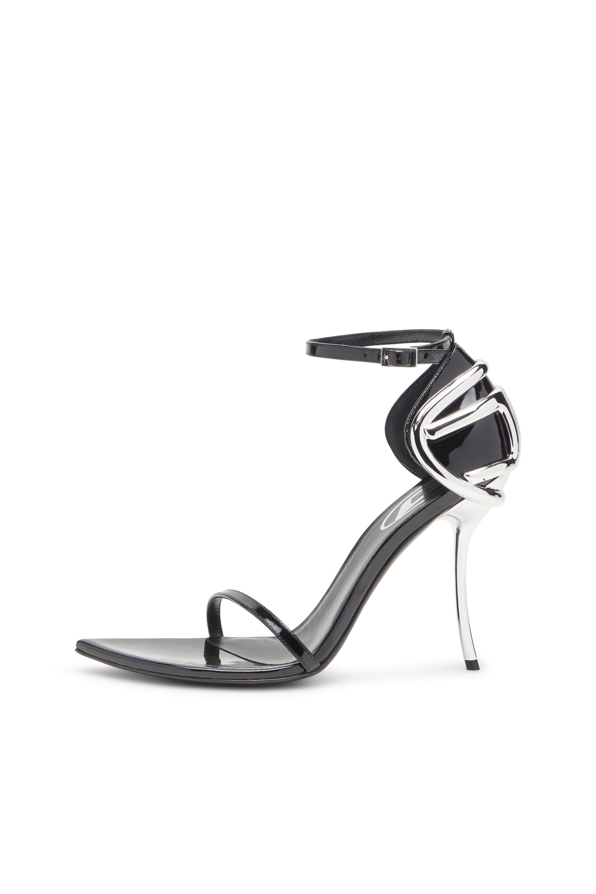 Women's D-Ten&Half-Stiletto sandals in patent leather and satin Black